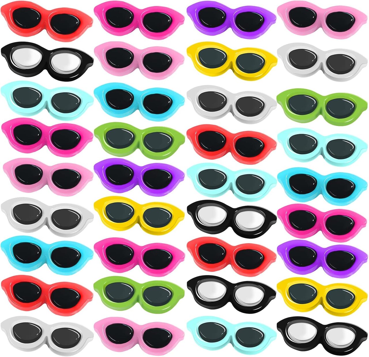 80 Pieces Mini Sunglasses for Crafts Resin Colorful Flatback Buttons Resin Scrapbook Decor Accessories Crystal Cute Charm Embellishments for Summer Beach DIY Hair Clip Phone Shell Ornament Crafts Suit